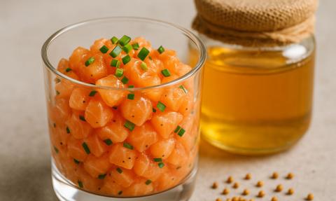 Tartare de truite au miel et à la moutarde